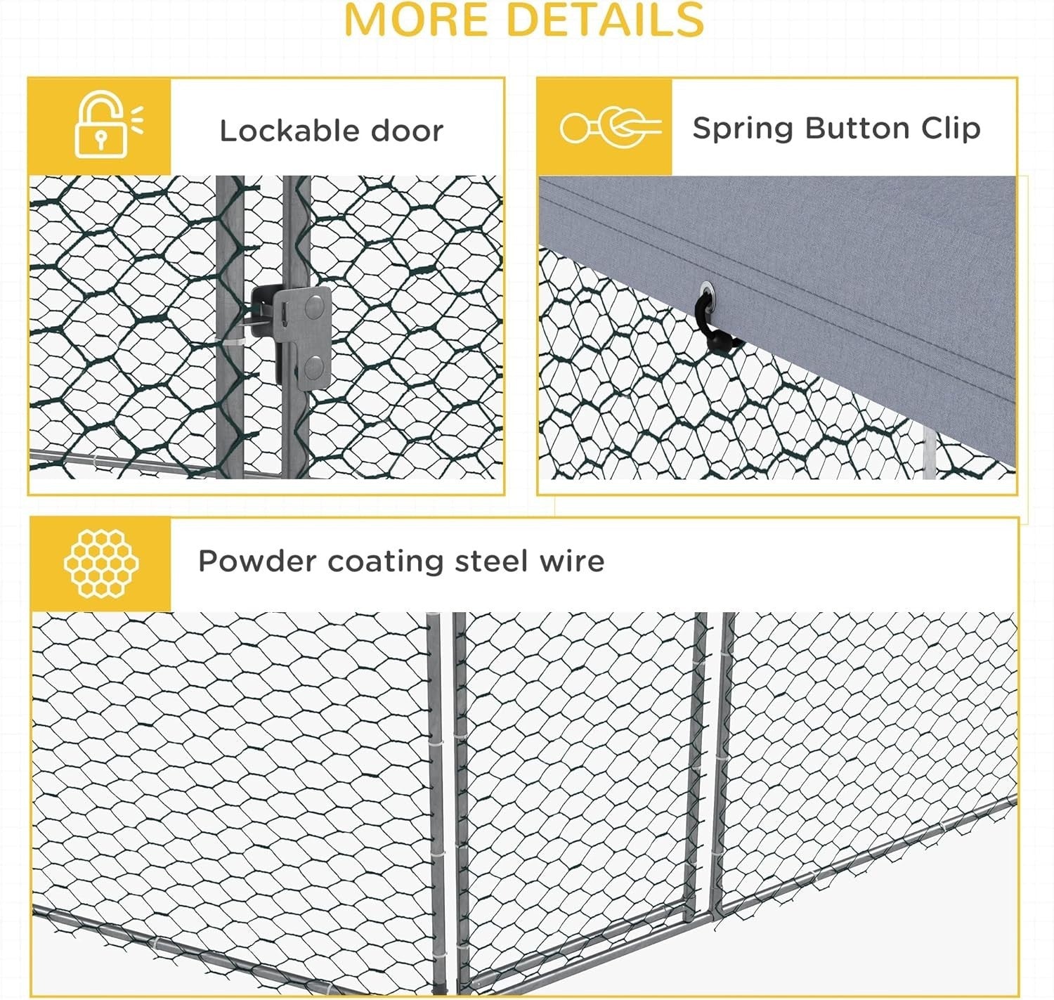 Large Walk In Chicken Run 4x3.5x2.6m Galvanised Steel Pen