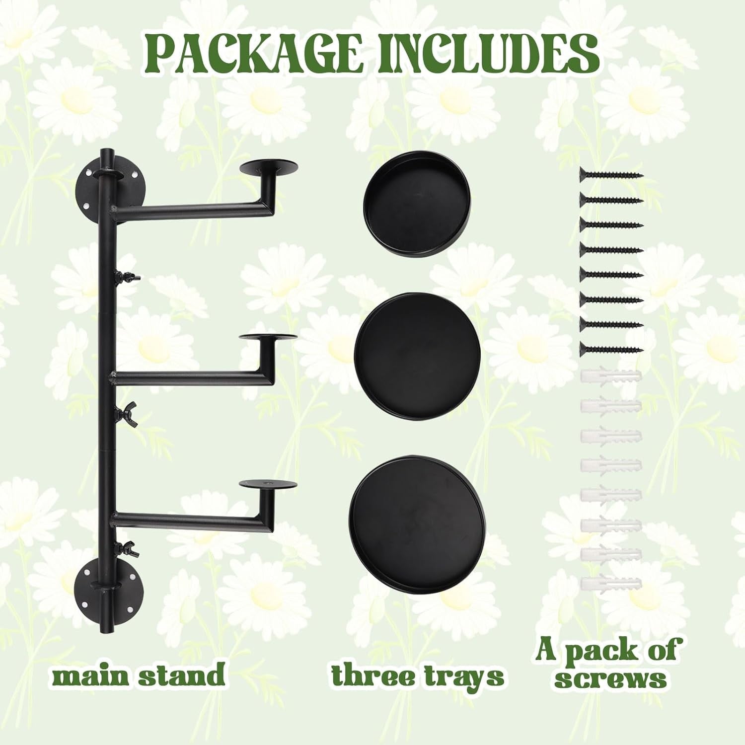 3 Tier Rotating Wall Mounted Metal Plant Stand Indoor Window Flower Shelf