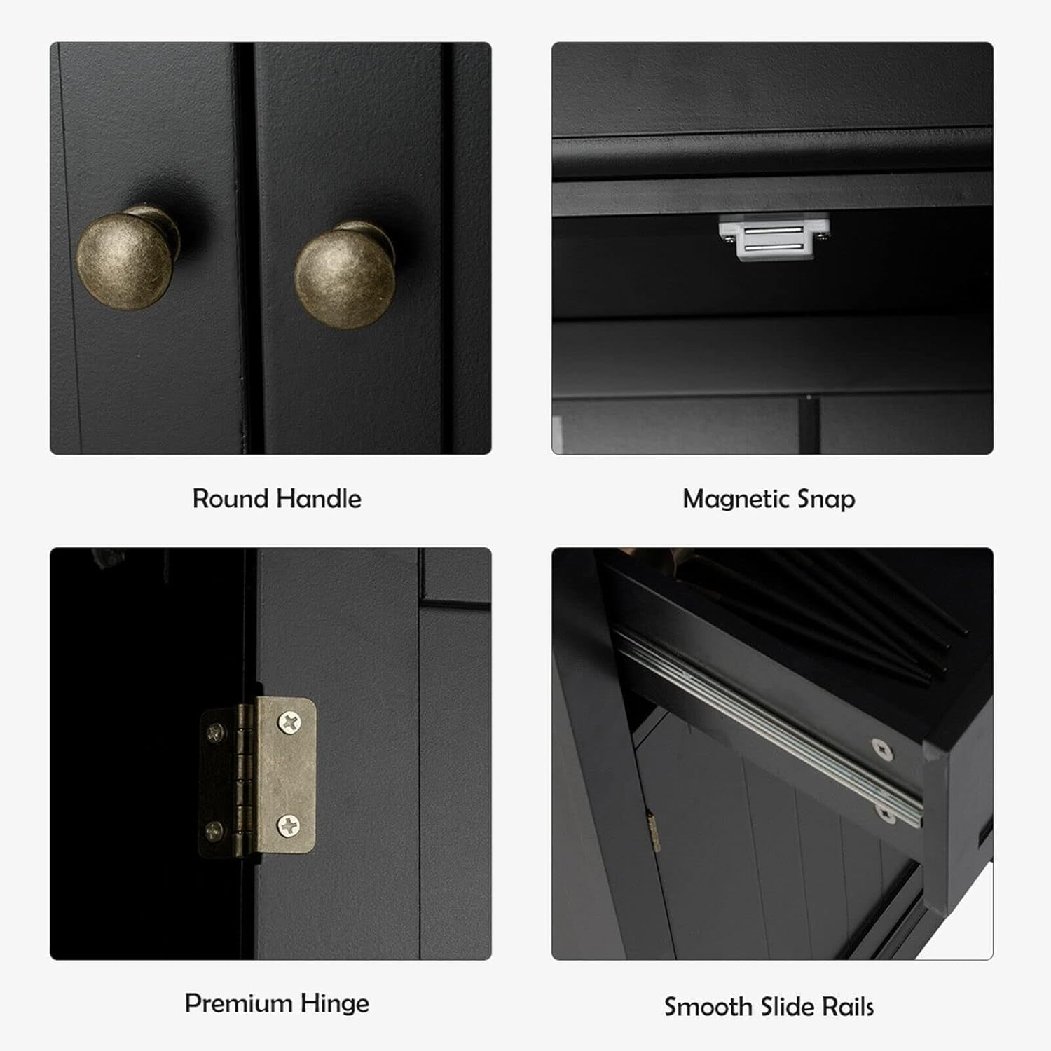 182cm Black Kitchen Pantry Cupboard | 4 Adjustable Shelves & 1 Drawer