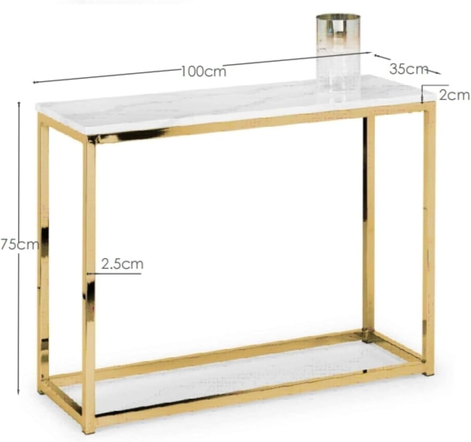 White Marble Console Table with Gold Legs – Stylish Entryway Storage