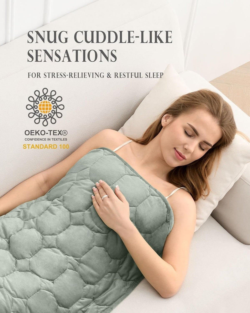 7lbs Weighted Lap Blanket Sage Green 29x24" Crystal Velvet for Travel