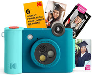 2-in-1 Digital Instant Camera Bluetooth Photo Printer 10MP Blue