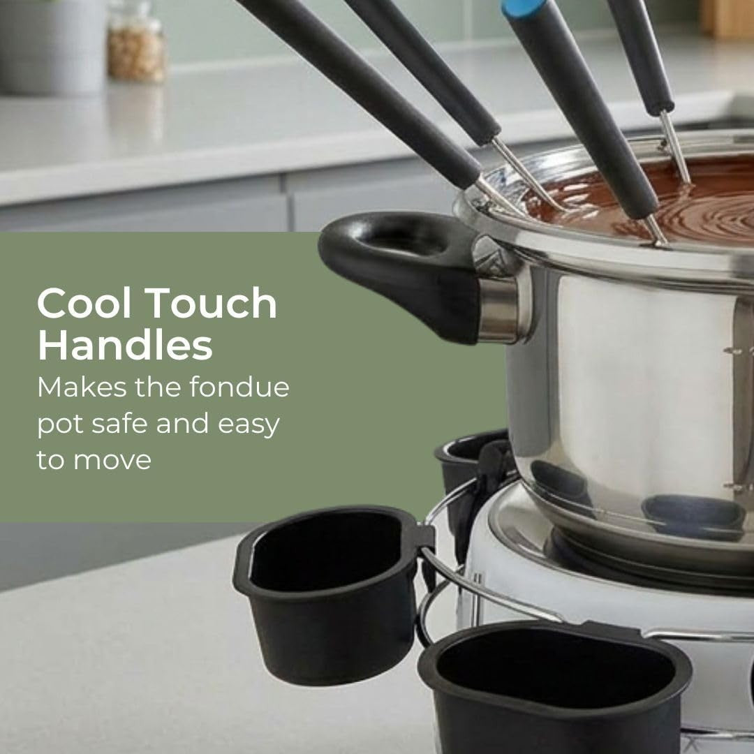 Electric Fondue Set 2L Stainless Steel Pot 8 Forks Rotating Tray