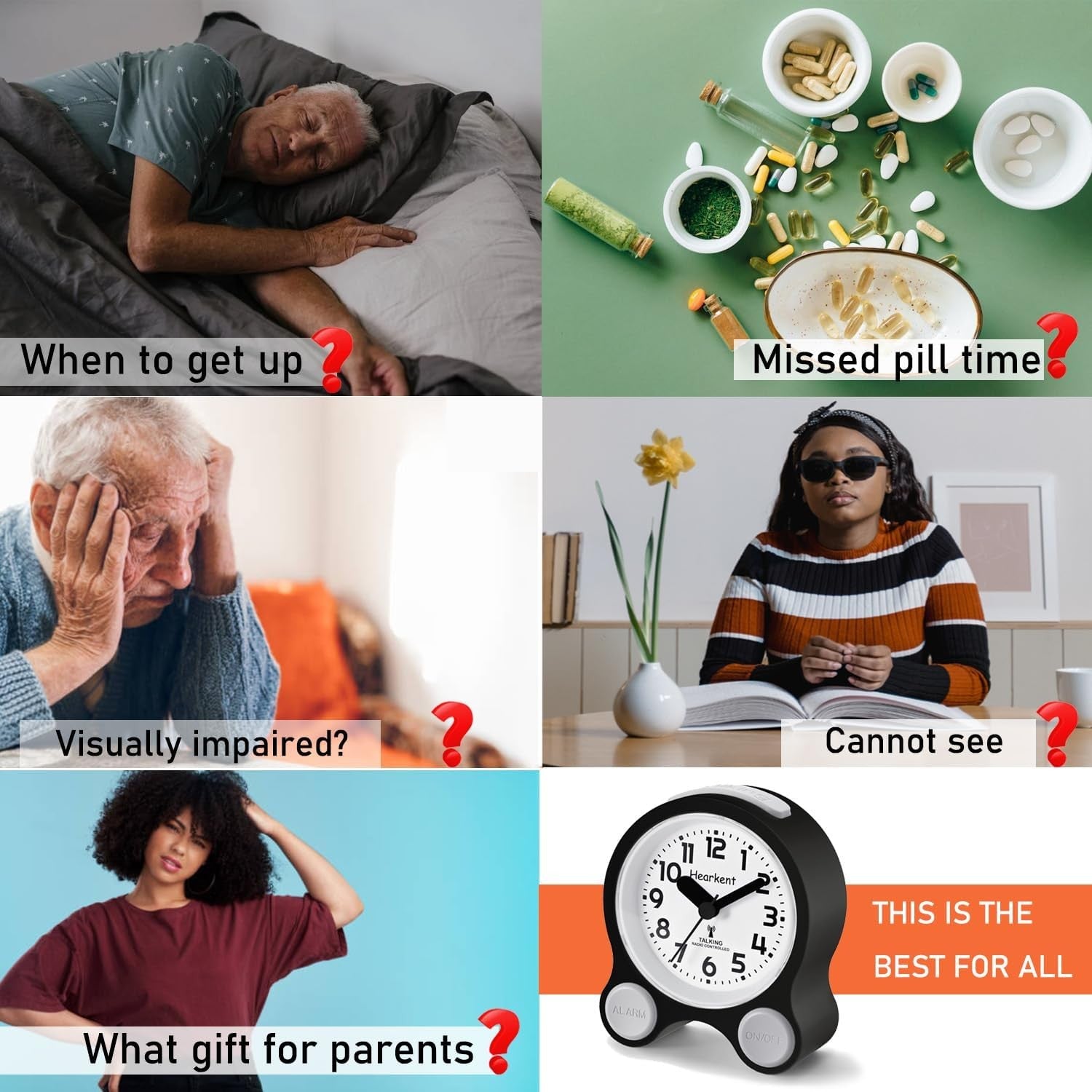 Yellow Talking Dementia Alarm Clock Large Numbers Voice Time Announce
