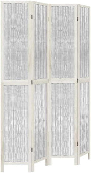 4 Panel White Folding Room Divider – Wooden Privacy Screen for Bedroom Office