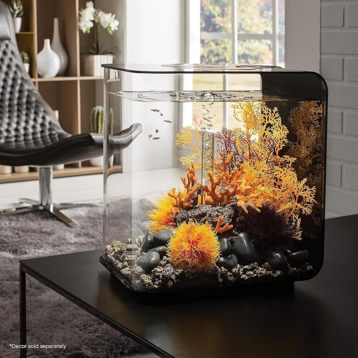 30L Acrylic Aquarium with LED Lights & 5-Step Filtration - Black