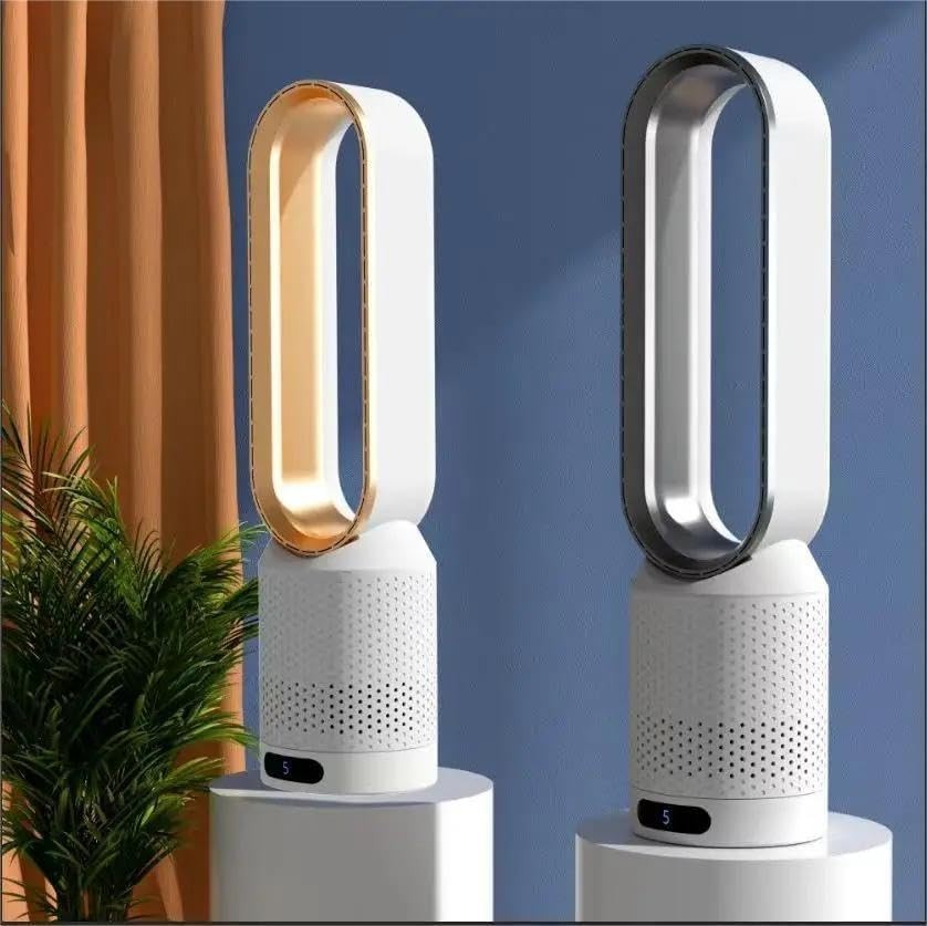 Bladeless Tower Fan with Air Purifier – 8-Speed Quiet Cooling Fan w Remote Timer