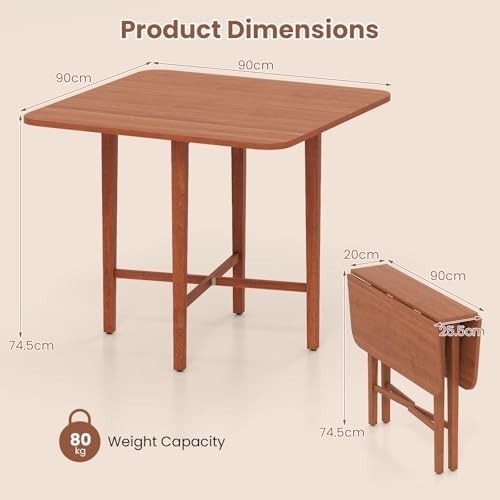 Folding Drop Leaf Dining Table 4 Seater Space Saving Extendable Walnut