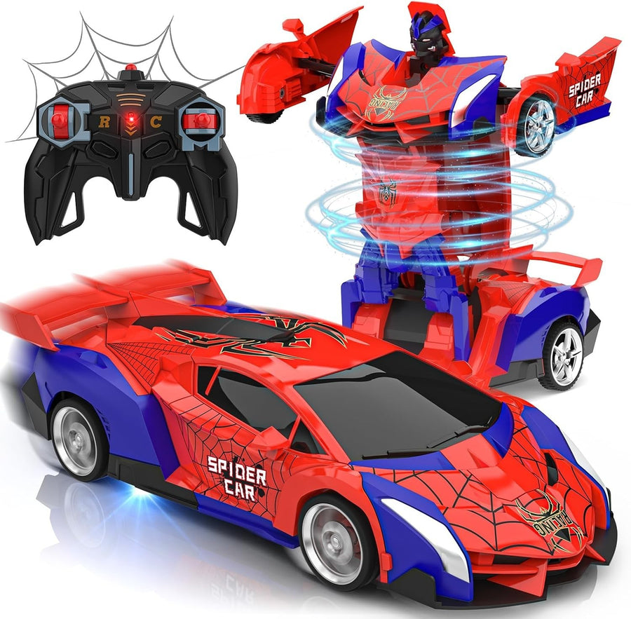 2-in-1 Spider RC Car & Robot Transformer Toy, 360° Rotating Remote Control Drift