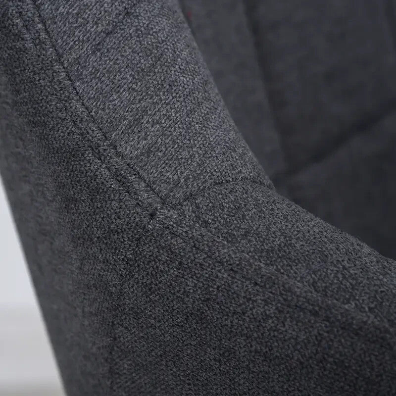 2x Grey Dining Chairs Linen-Fabric Padded Armchairs Steel Legs Modern