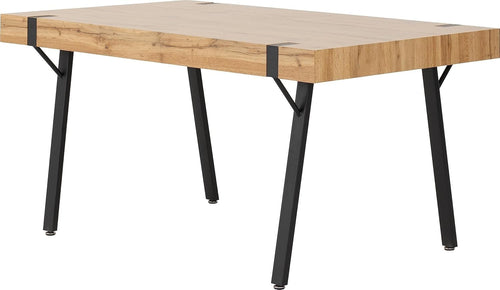 Industrial Dining Table Wood Top Metal Legs 150cm Rectangular Modern