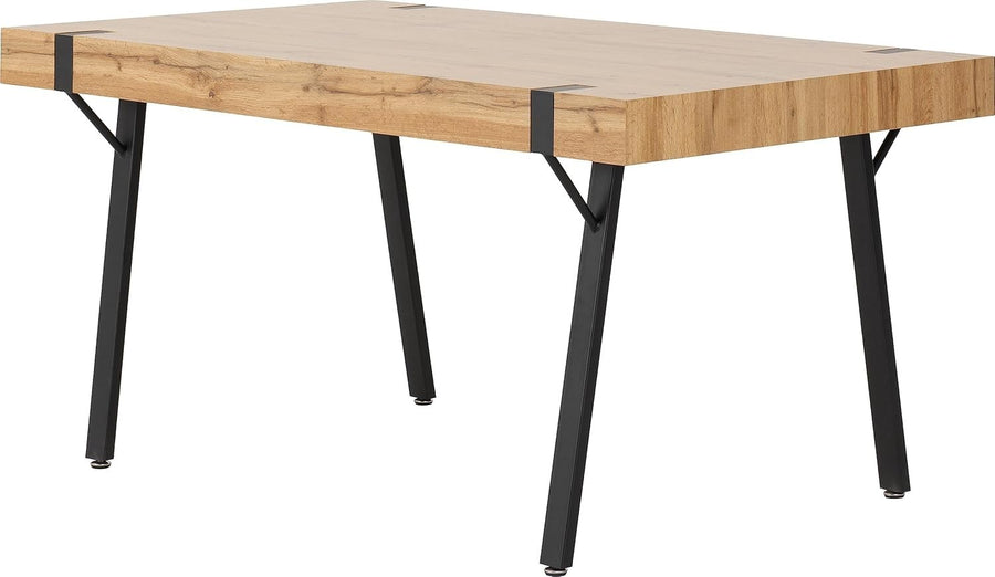 Industrial Dining Table Wood Top Metal Legs 150cm Rectangular Modern