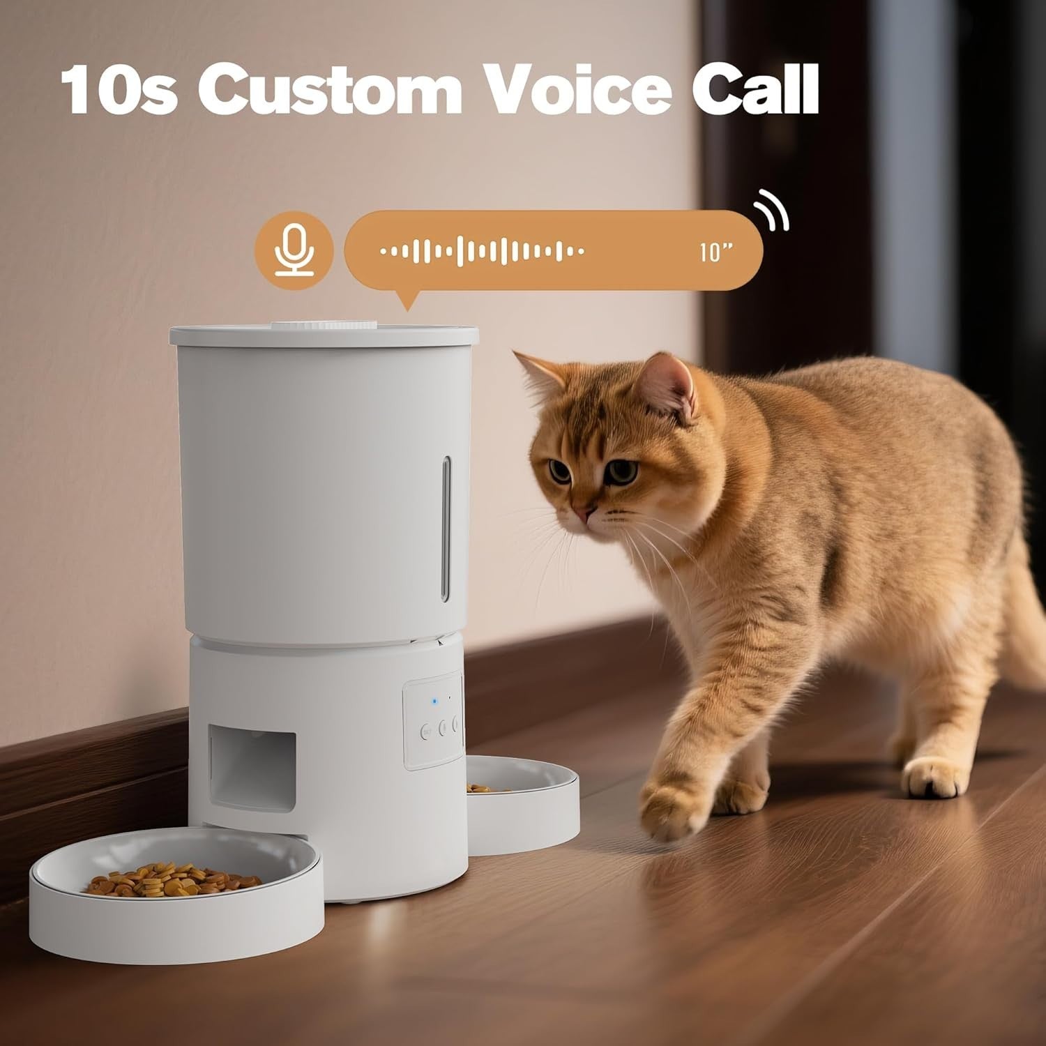 Automatic Cat Feeder 2 Bowls WiFi App Control 5L Timed Pet Food Dispenser
