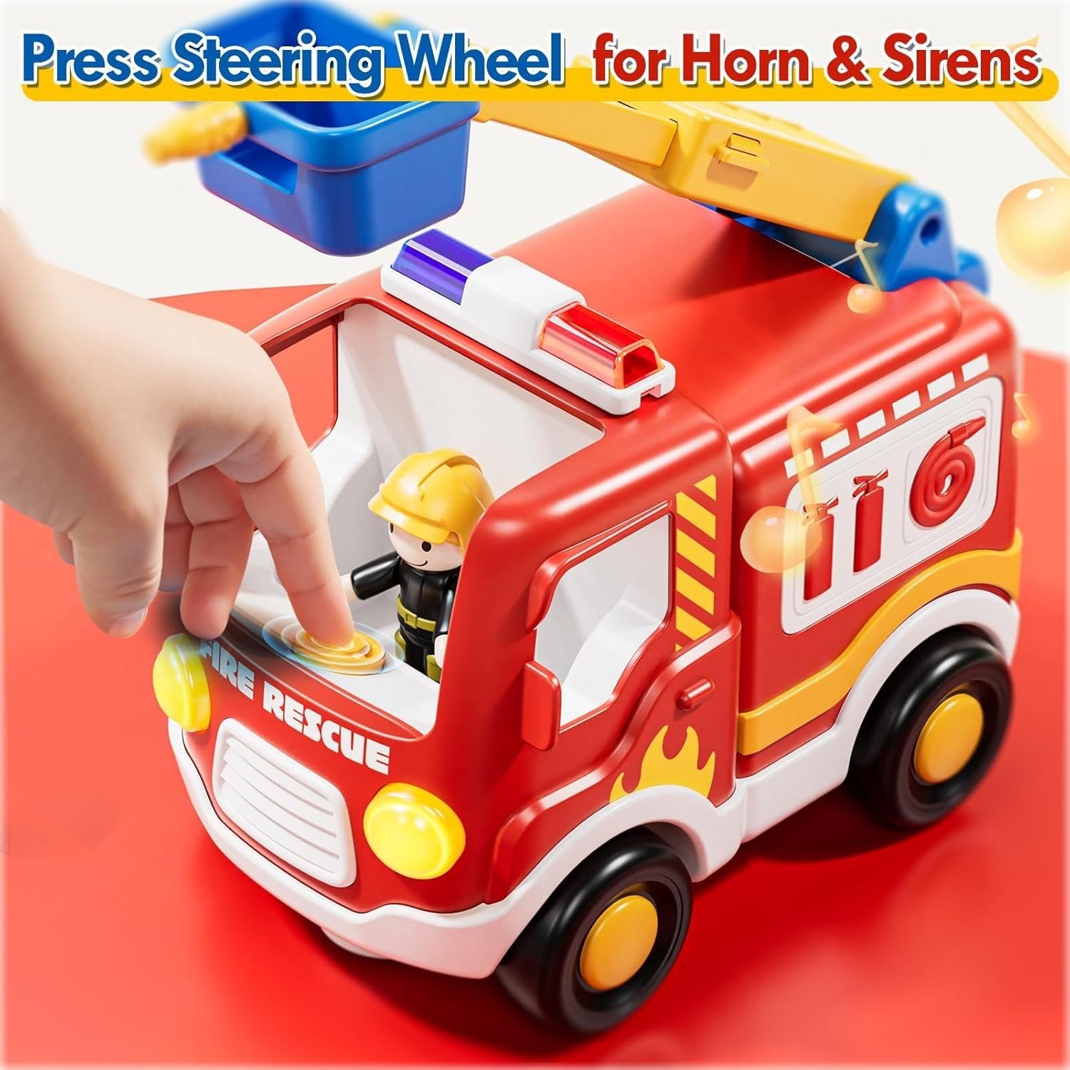 Toddler RC Fire Truck Toy with Lights & Music Remote Control Car Gift Boys Girls