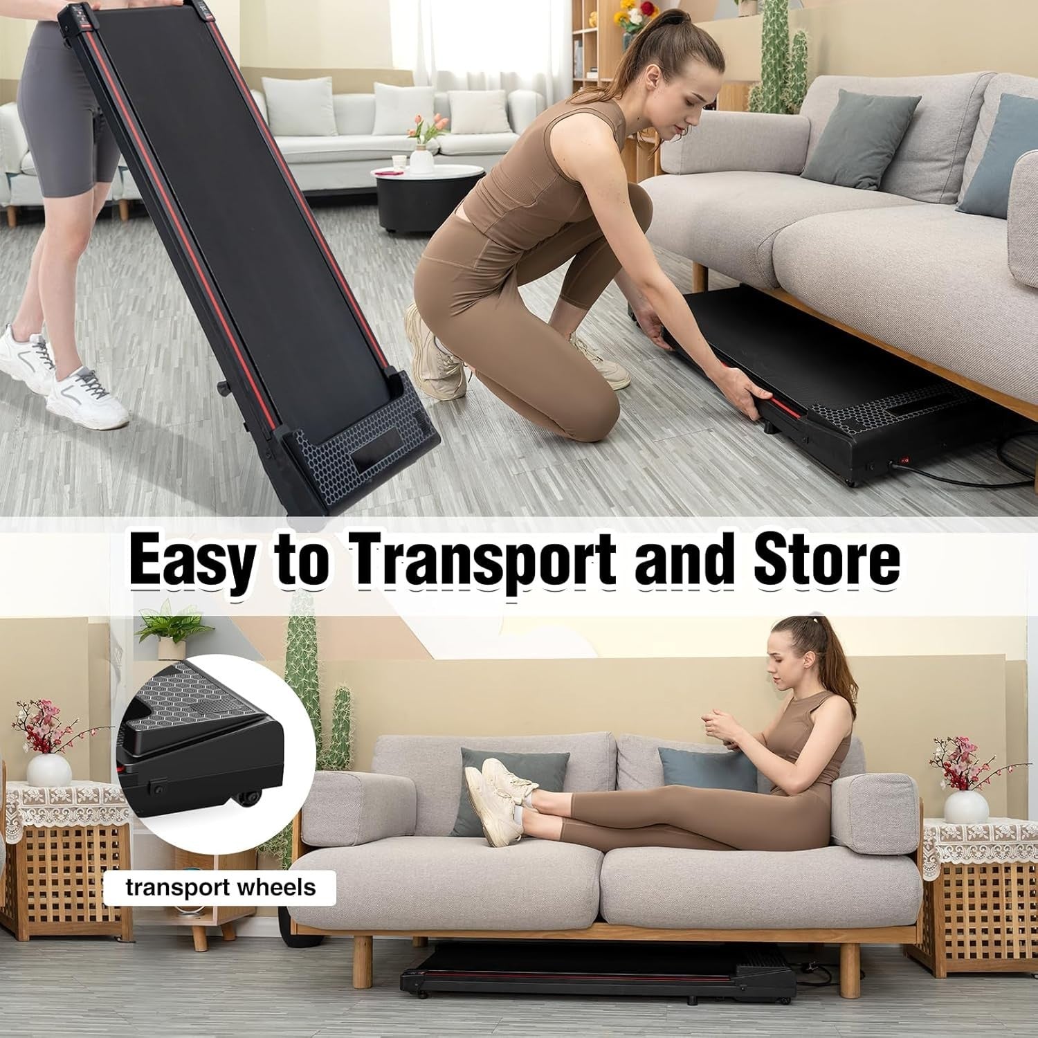 Under Desk Treadmill 1-6km/h Portable Home Office Walking Pad LCD Remote