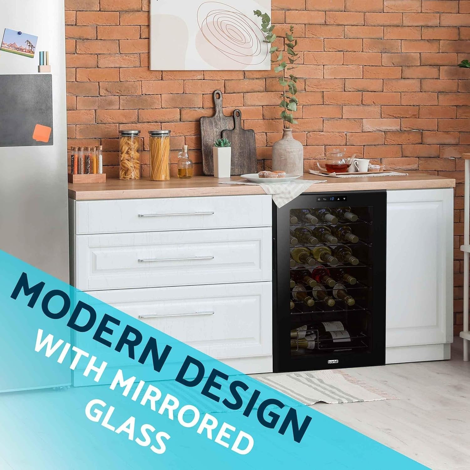 24 Bottle Wine Cooler Fridge Digital Touch Control LED Quiet Freestanding