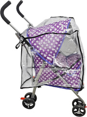 Pet Travel Stroller Dog Cat Pushchair Waterproof Cover Foldable 4 Wheel Purple