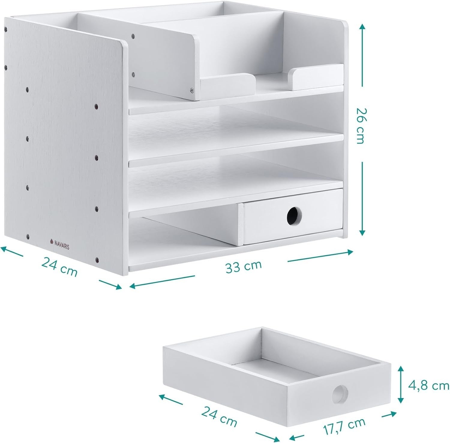 Bamboo Desk Organiser with 7 Drawers & Compartments for Office & Stationery