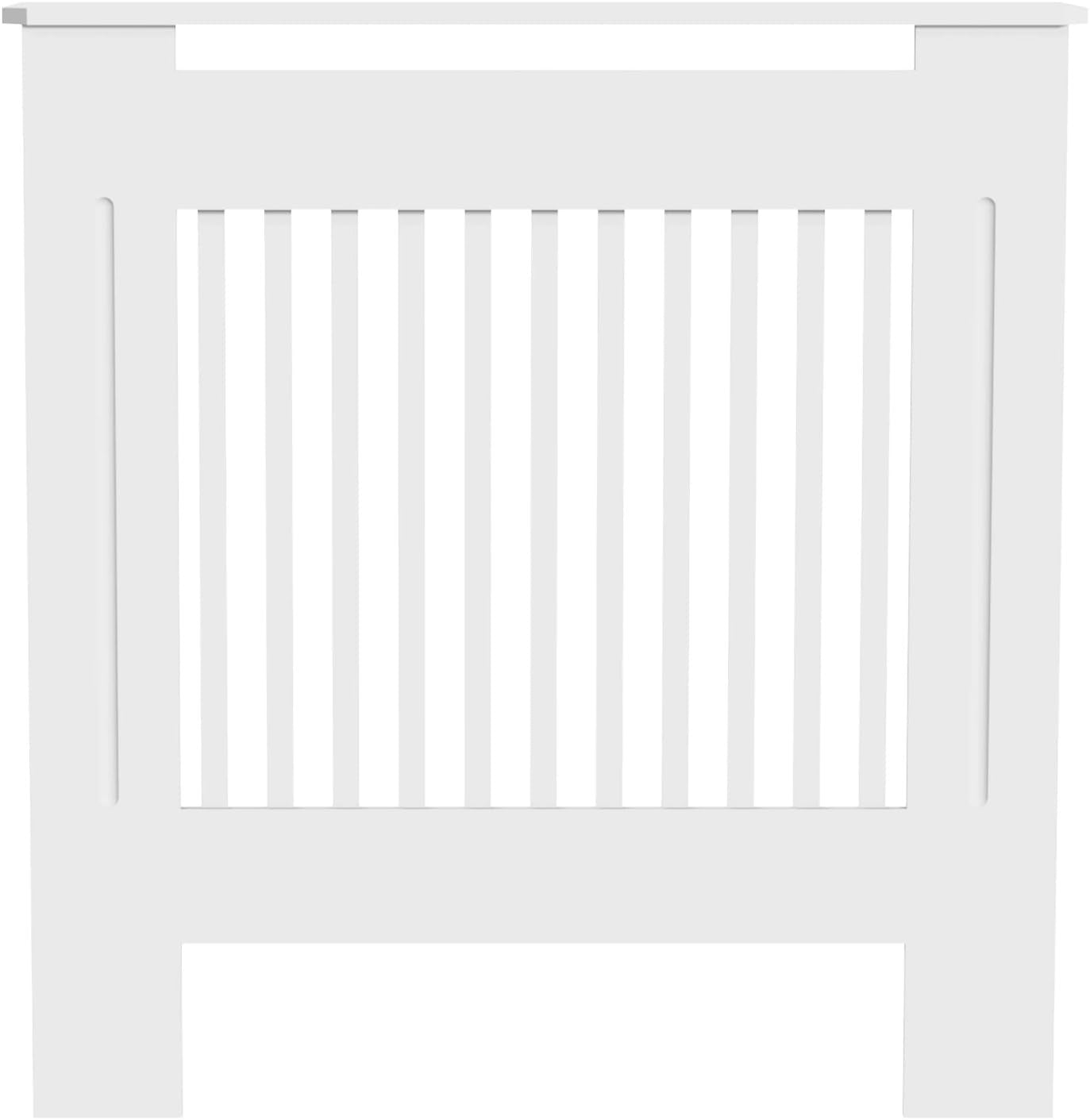 Tall Radiator Cover White MDF Cabinet | Vertical Slats Modern Shelf 100cm
