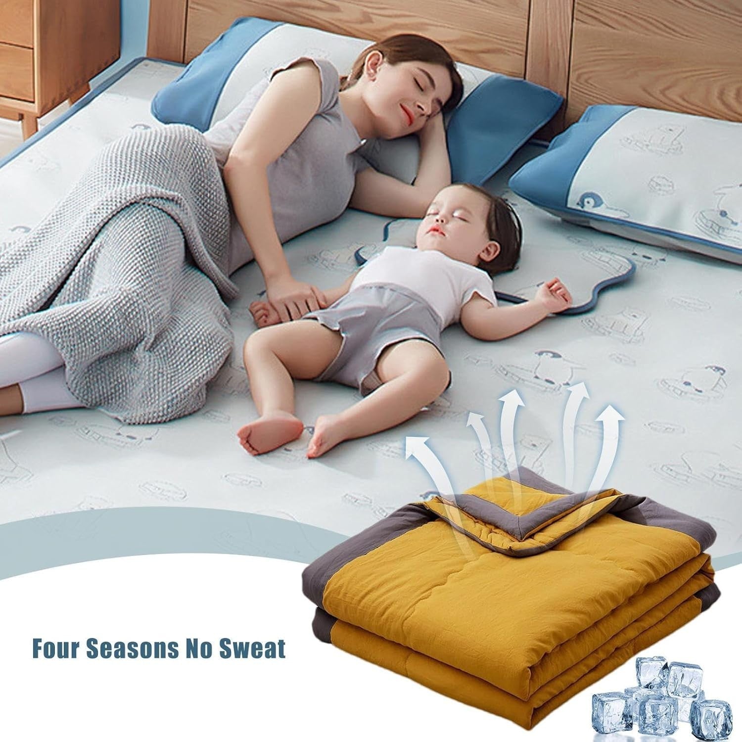 Yellow Cooling Blanket Summer Breathable Lightweight Throw 5.57x6.56ft