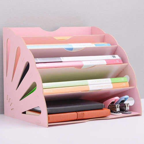 Wooden Desk Organizer with 5 Shelves – A4 File & Paper Holder