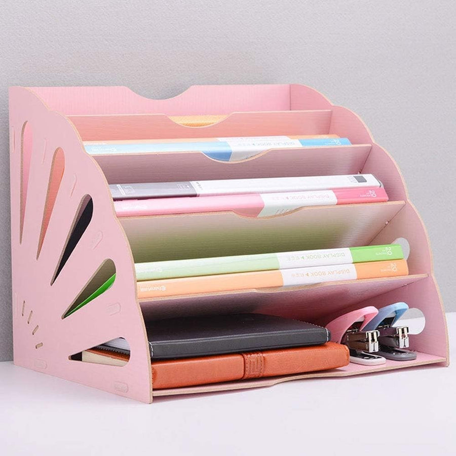 Wooden Desk Organizer with 5 Shelves – A4 File & Paper Holder