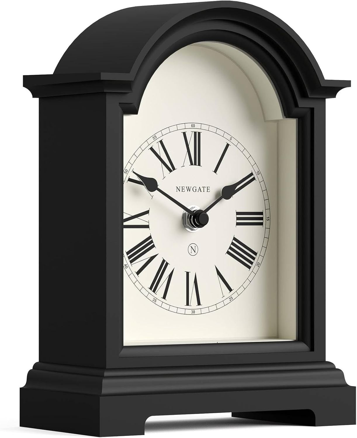 Mantel Clock Classic Arch Roman Numerals Silent Desk Shelf Black