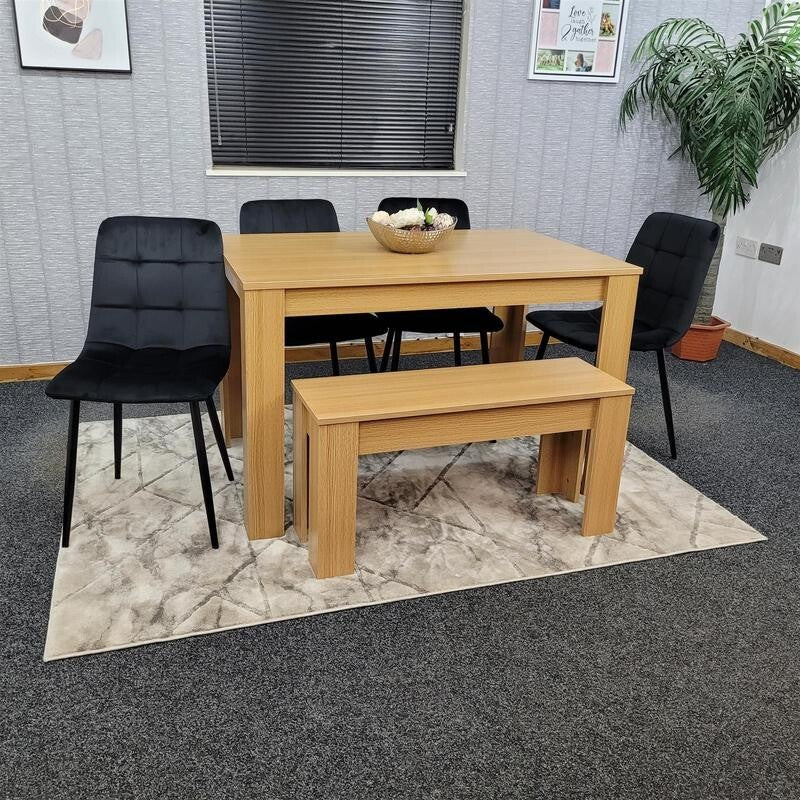 6 Seater Dining Table Set with Bench & 4 Chairs for Kitchen or Home