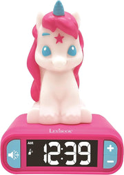 Pink Unicorn Night Light Alarm Clock LCD Snooze Kids Bedroom Bedside