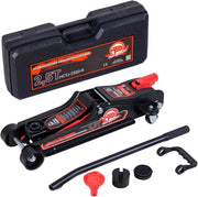 2.5 Ton Low Profile Trolley Jack 80–360mm w/ Case, SUV Adapter & Rubber Pads Red