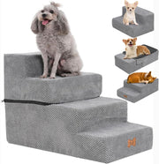 4‑Step Foam Dog Stairs & Ramp for Bed Sofa – Non‑Slip Washable Pet Steps