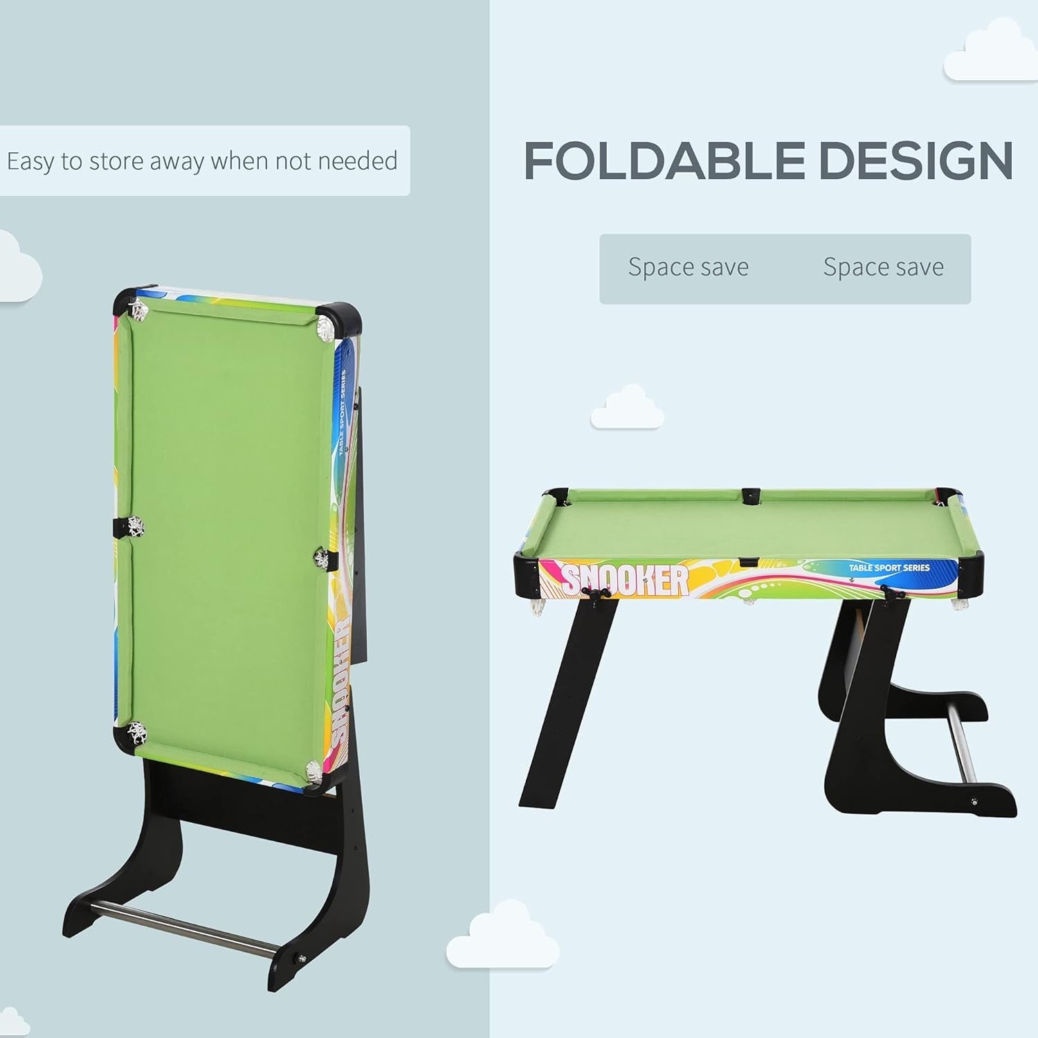 4 in 1 Folding Multi Game Table Kids Pool Foosball Hockey Tennis