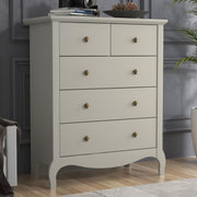 Grey 5 Drawer Chest Storage Cabinet for Bedroom Hallway Entryway