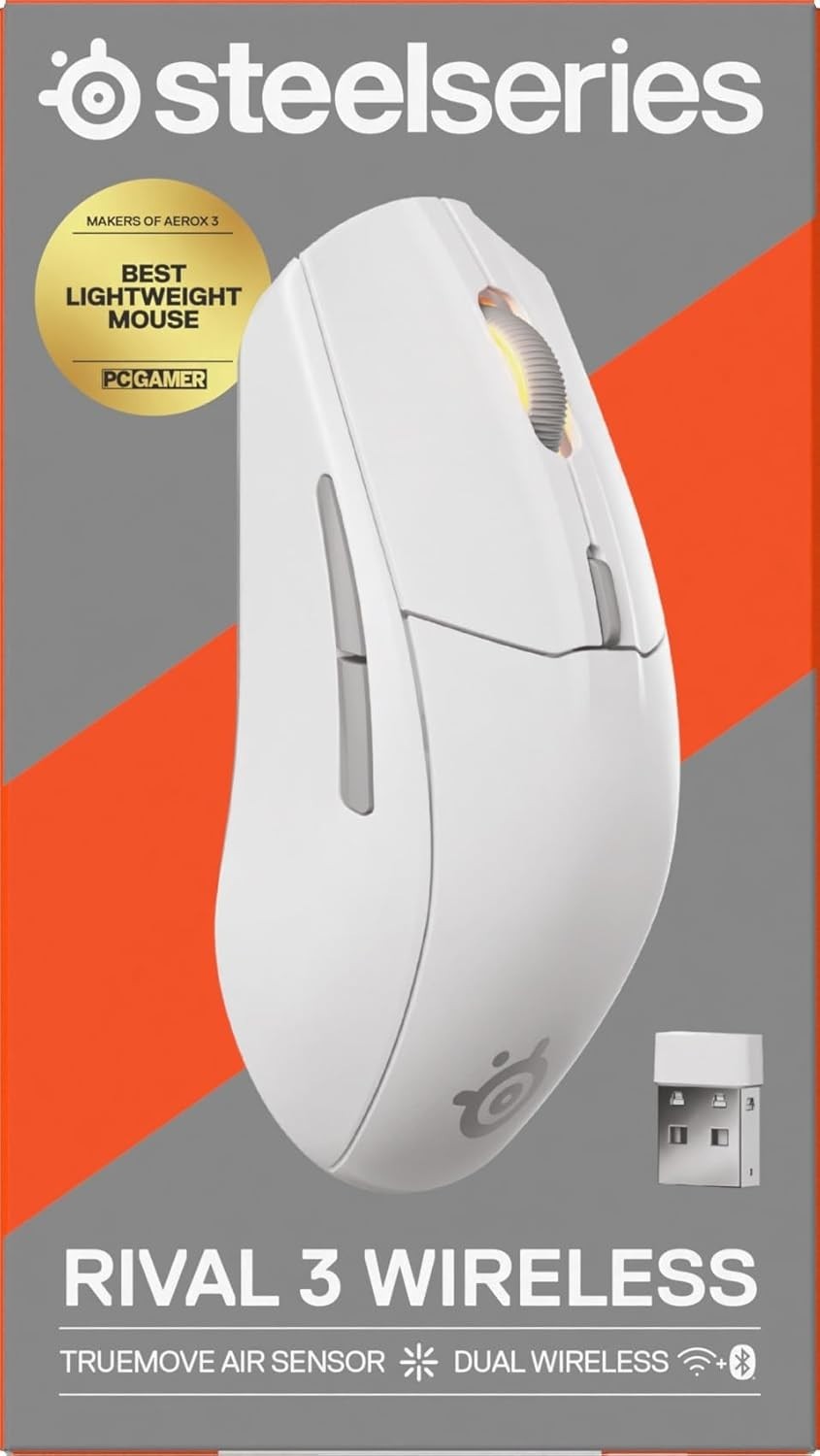 Wireless Gaming Mouse 18000 DPI Bluetooth 2.4GHz 60M Click White