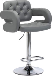 Light Grey Adjustable Swivel Kitchen Breakfast Bar Stool Faux Leather