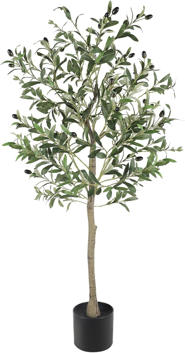 4ft Artificial Olive Tree Tall Plant Indoor Decor Natural Trunk Realistic Leaves