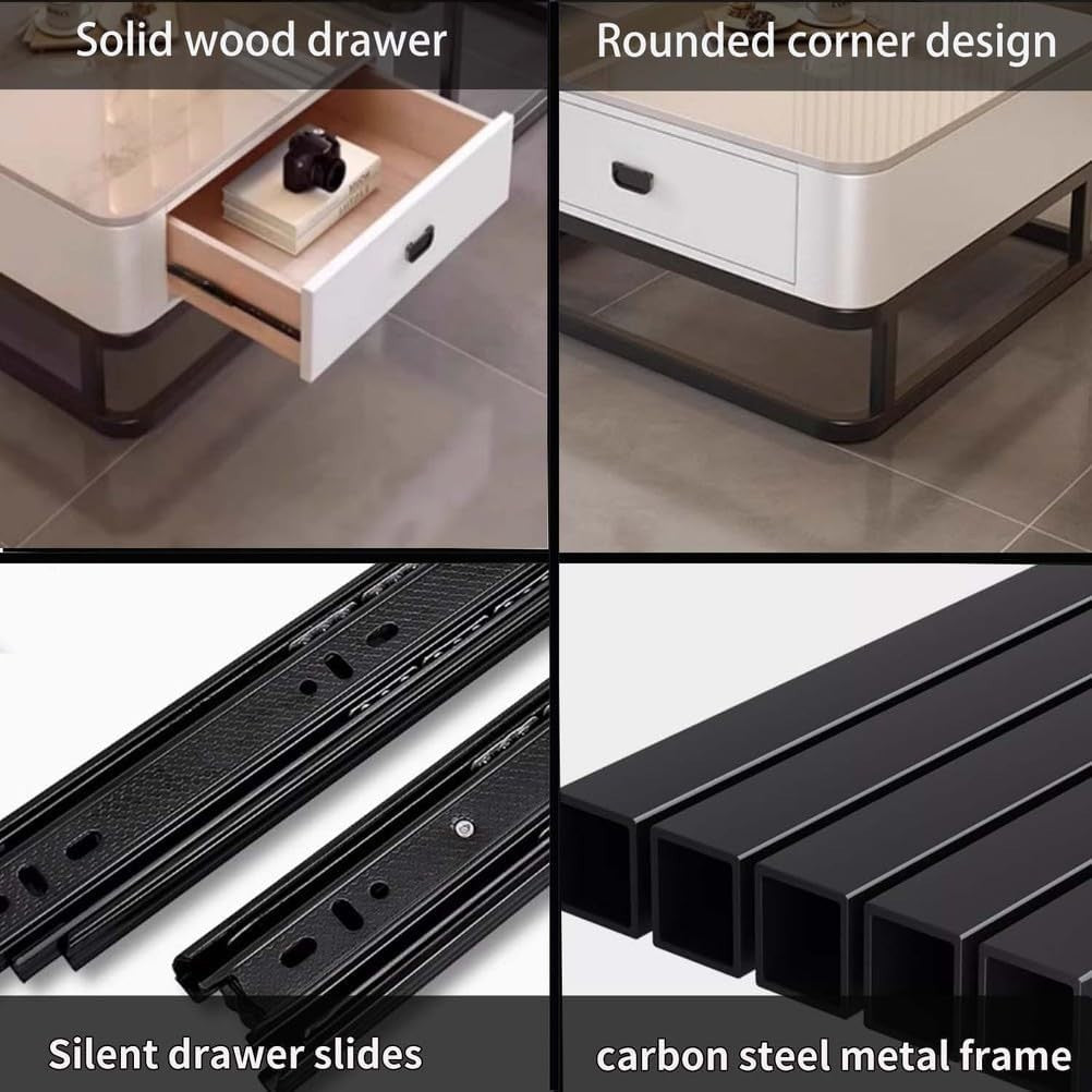 Nesting Coffee Table Set of 2 – Square Storage Tables with Metal Frame