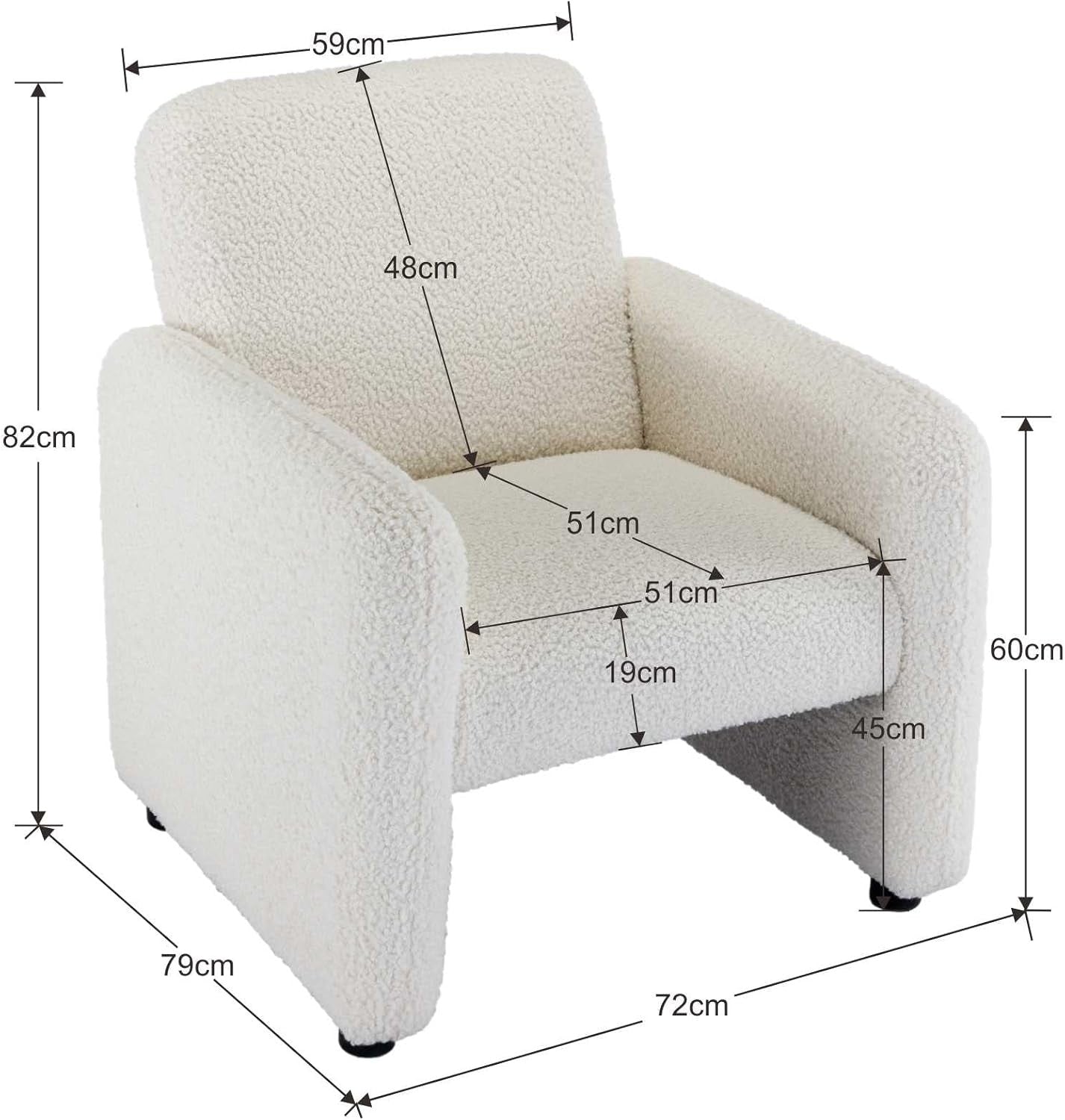 Sherpa Tub Chair White Upholstered Accent Armchair