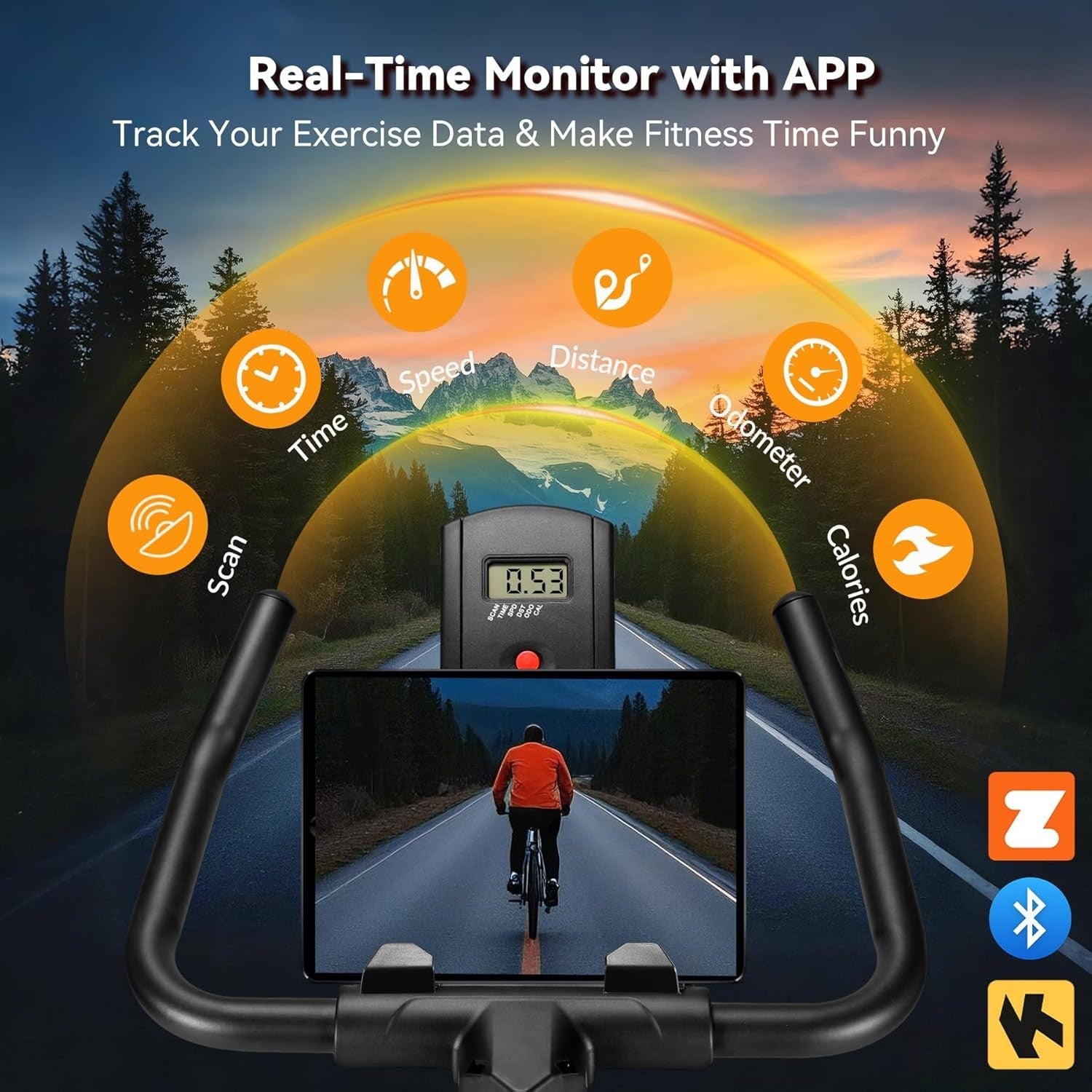 Quiet Magnetic Spin Bike w/ APP, LCD Monitor, Tablet Holder & 300lb Capacity