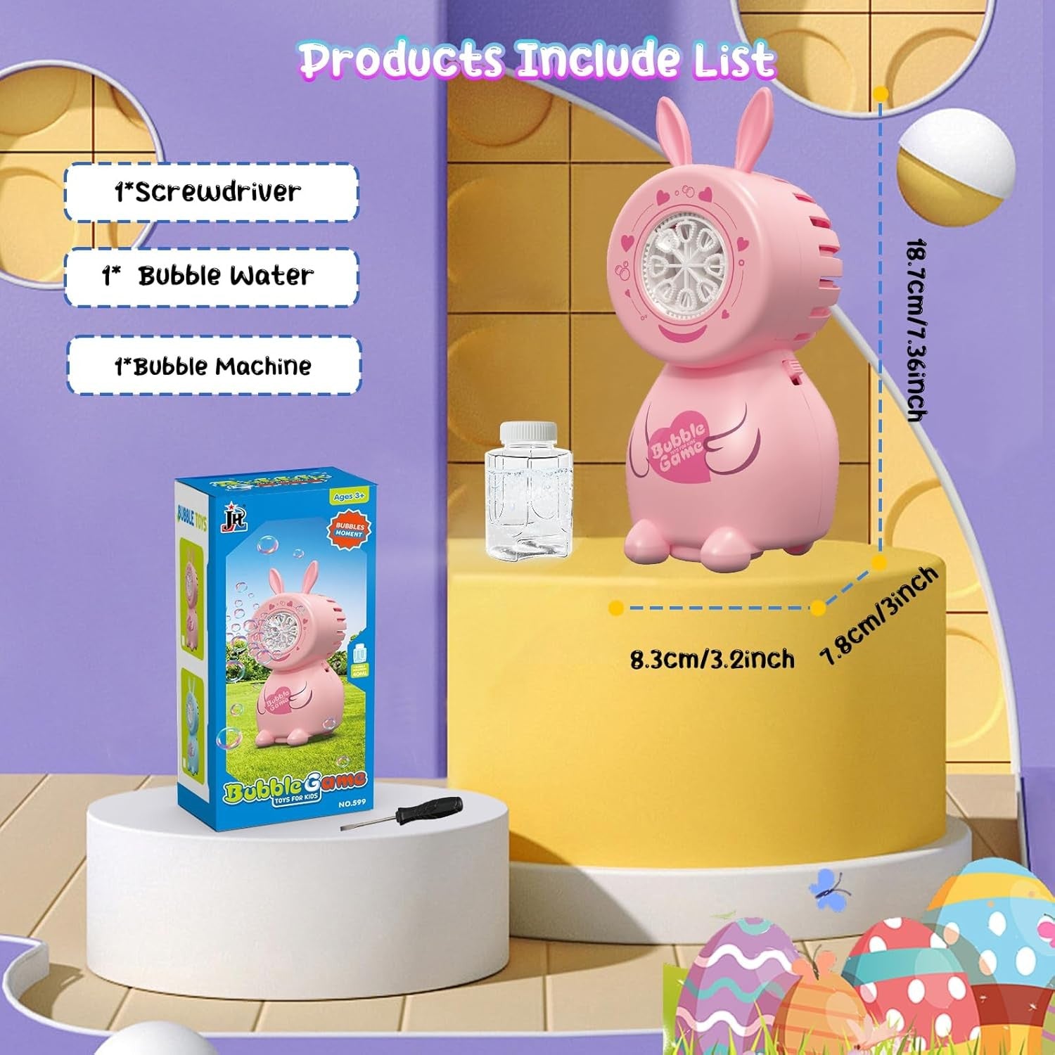 Bunny Bubble Machine 8000 Bubbles Pink Easter Toy