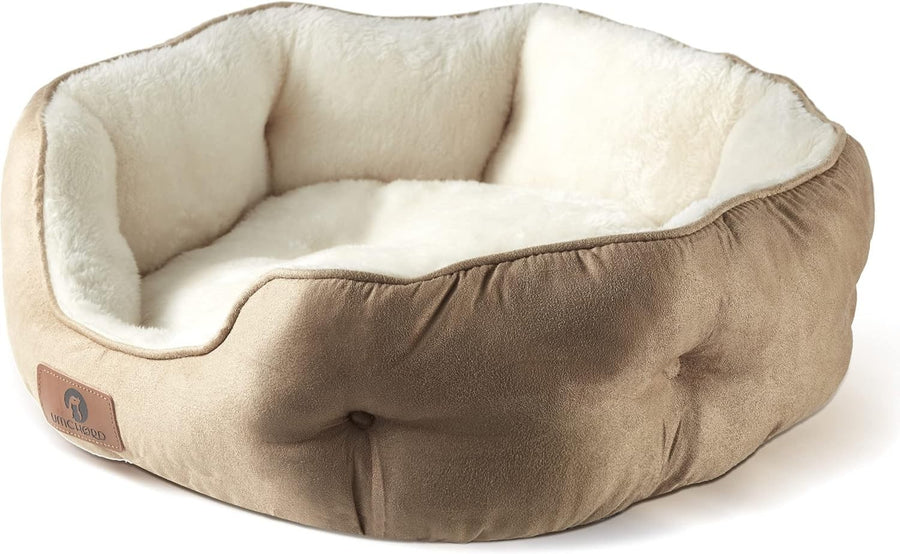 Small Dog Cat Bed 20in Sherpa Fleece Washable Pet Bed Non Slip