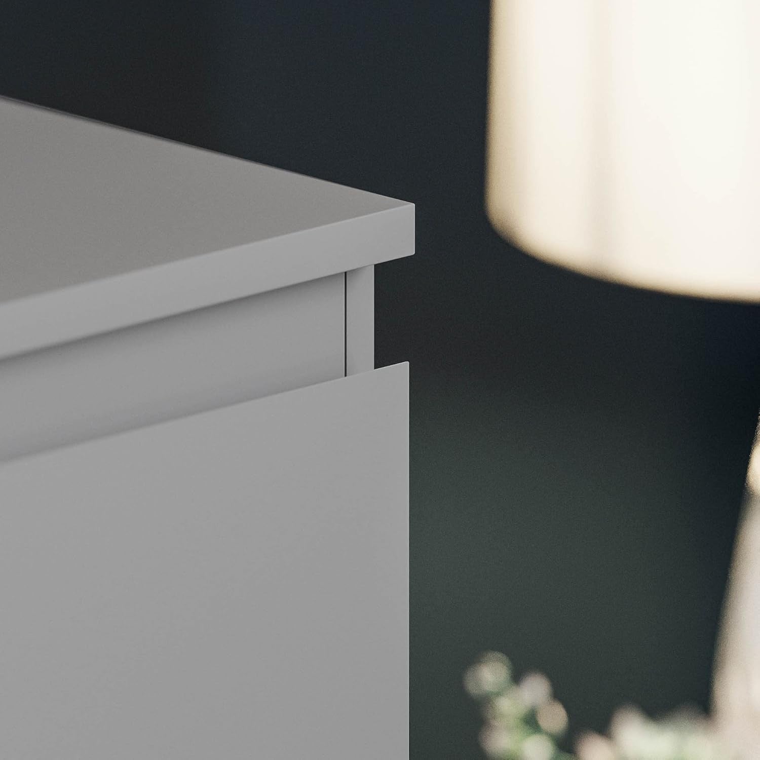 Modern Grey 3 Drawer Chest Storage Unit for Bedroom Home Office