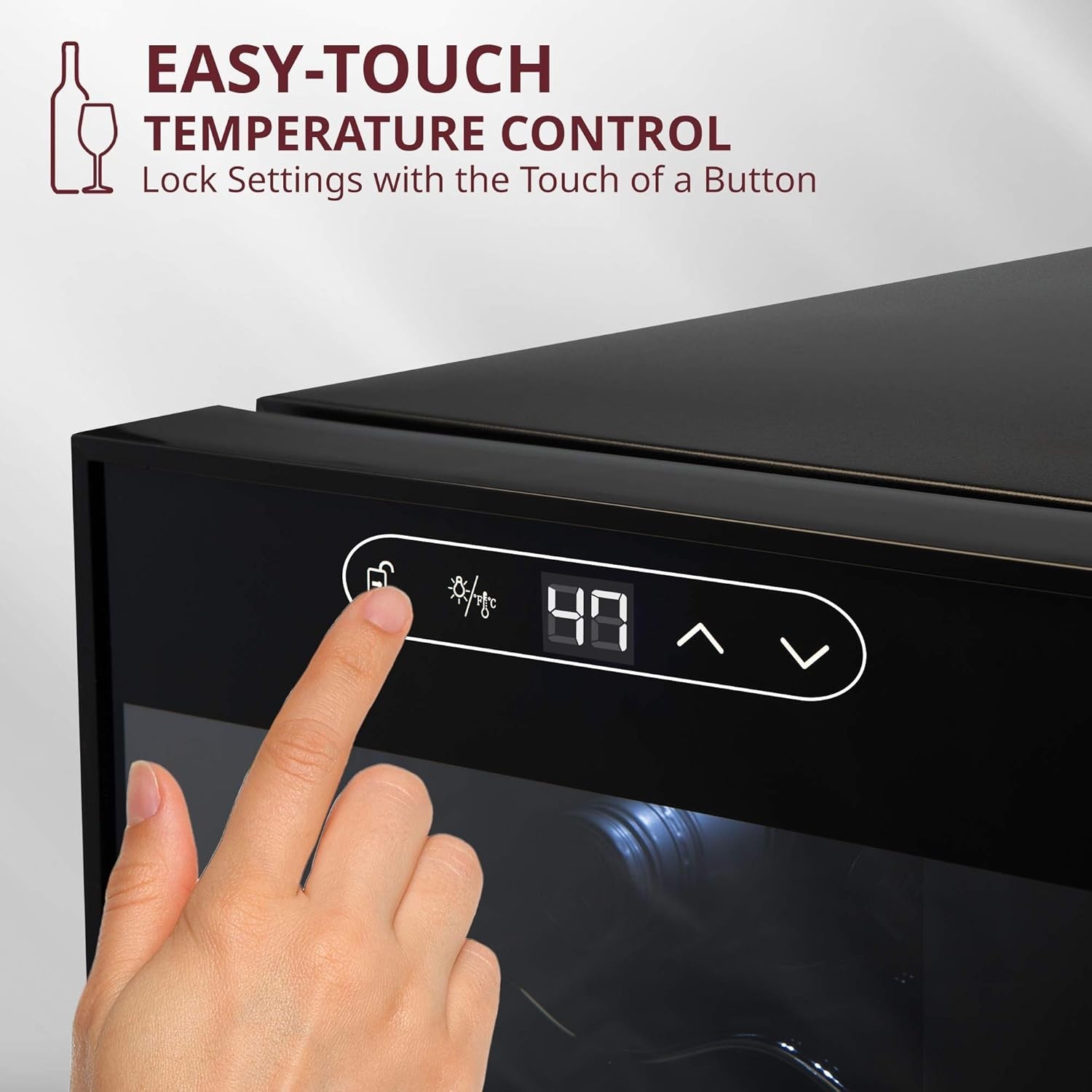 12 Bottle Wine Cooler Fridge Compressor Digital Temp Lock Black Freestanding