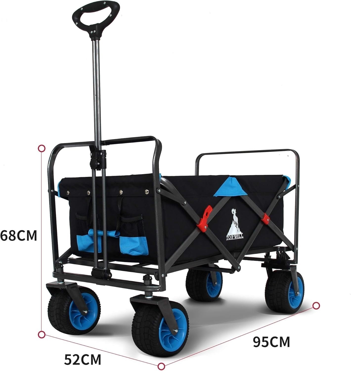 Heavy Duty Folding Wagon All-Terrain Cart 120kg Capacity Collapsible Trolley