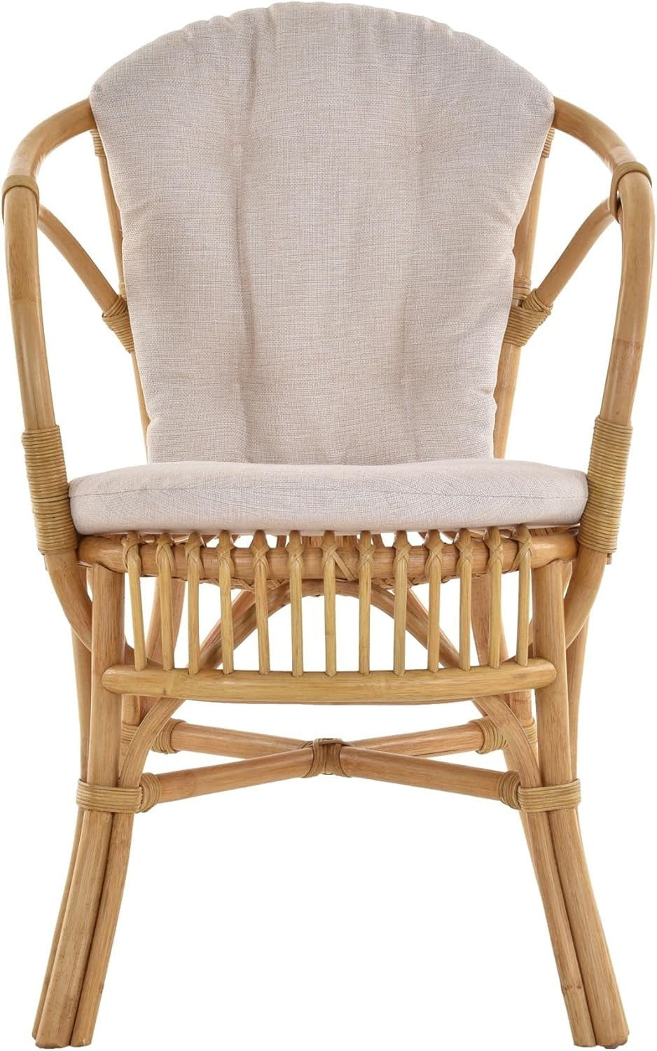 Natural Rattan Armchair With Cushion Honey Finish Indoor Wicker Lounge Chair