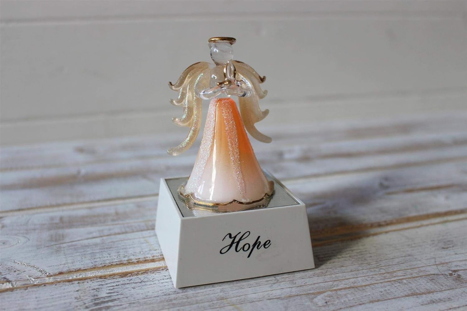 Light Up Crystal Glass Angel Ornament Hope LED Figurine Gift Home Decor