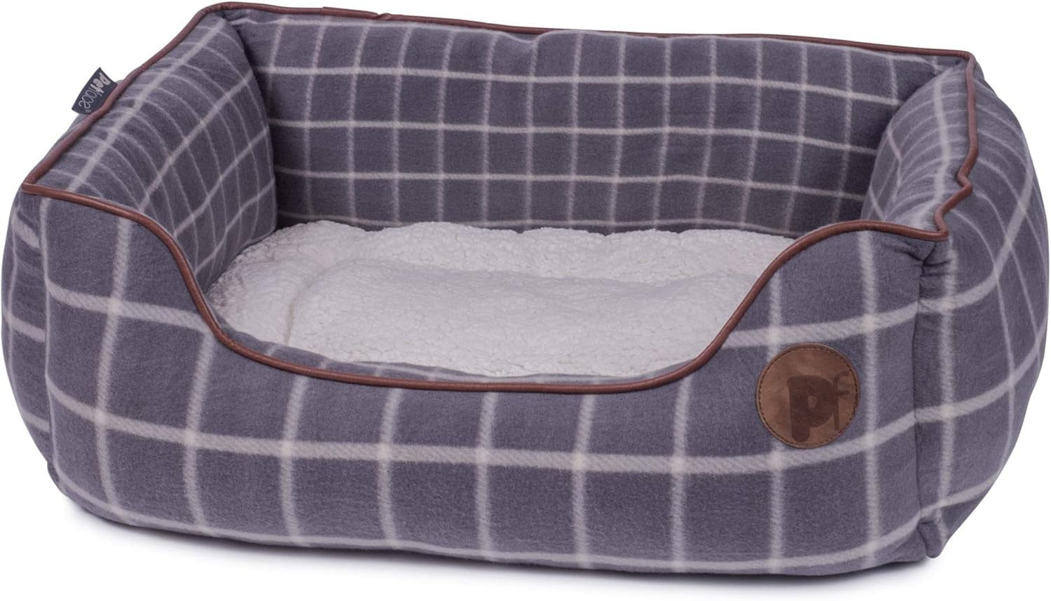 Large Square Dog Bed Washable Reversible Cushion Grey