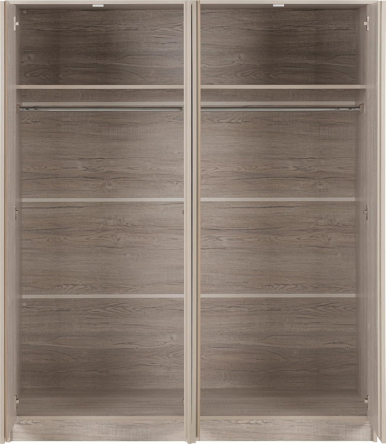4 Door Urban Snow Wardrobe - Lockable, Spacious Clothes Storage, Classic Wood