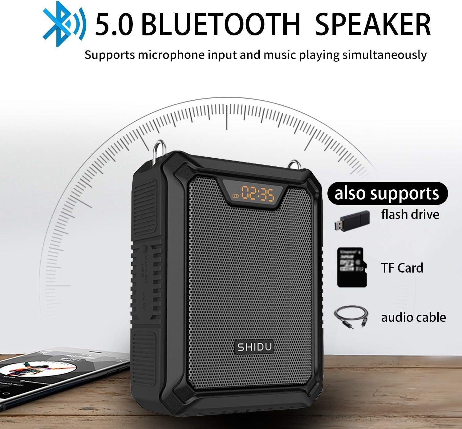 30W Portable Voice Amplifier Bluetooth Speaker UHF Mic IPX6