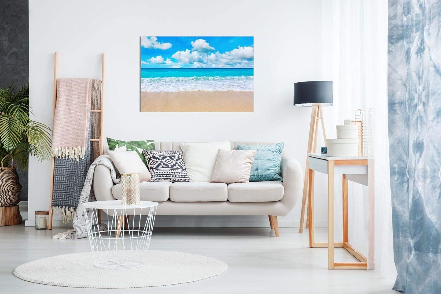 Beach Sand Sea Sky Canvas Wall Art Coastal Ocean Print Large 30x20